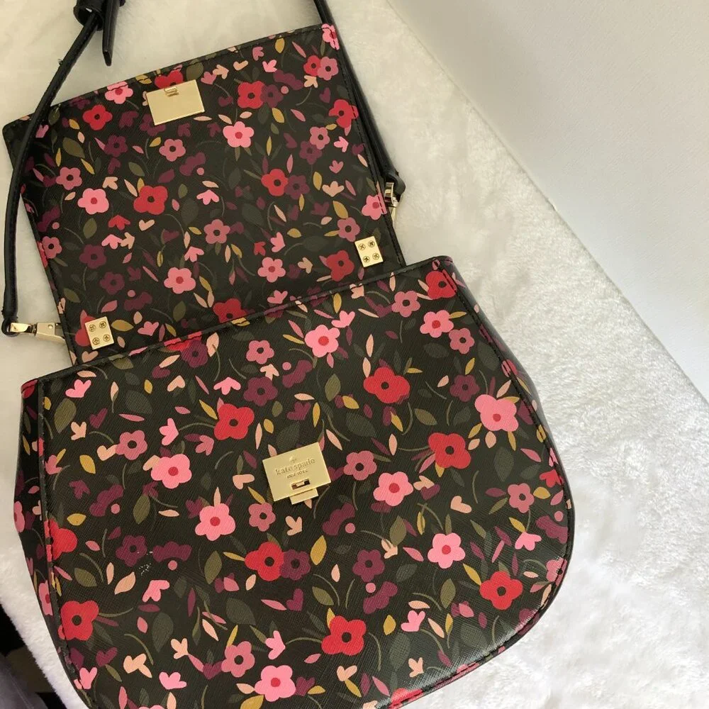 Kate Spade Floral Crossbody Bag and Wallet - Black and Pink - Picture 5 of 15